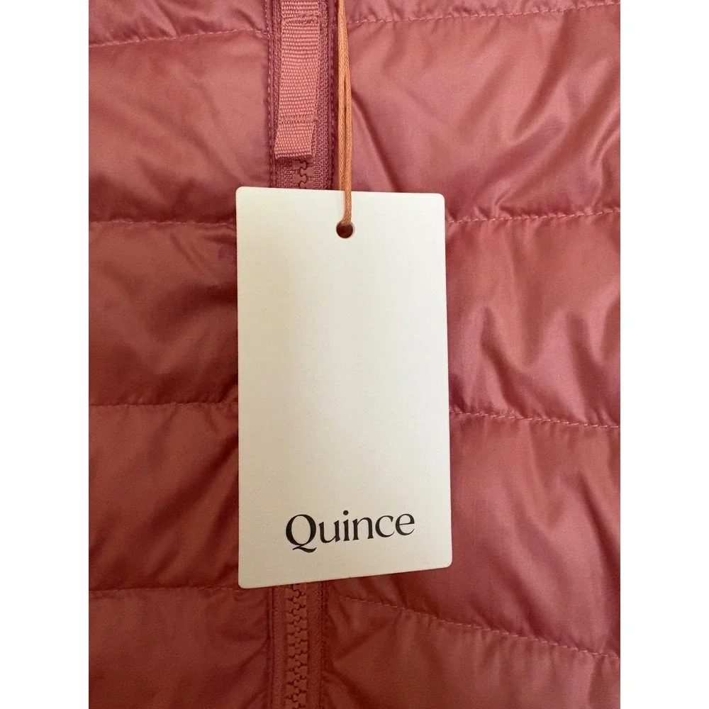 Quince Kids Lightweight Down Hooded Puffer Jacket Dusty Rose 4T NWT